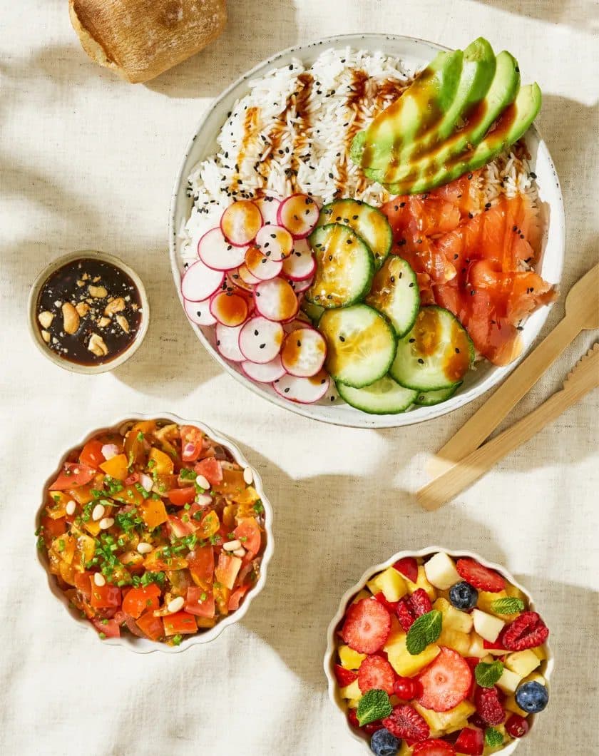 Plateau repas façon poke bowl