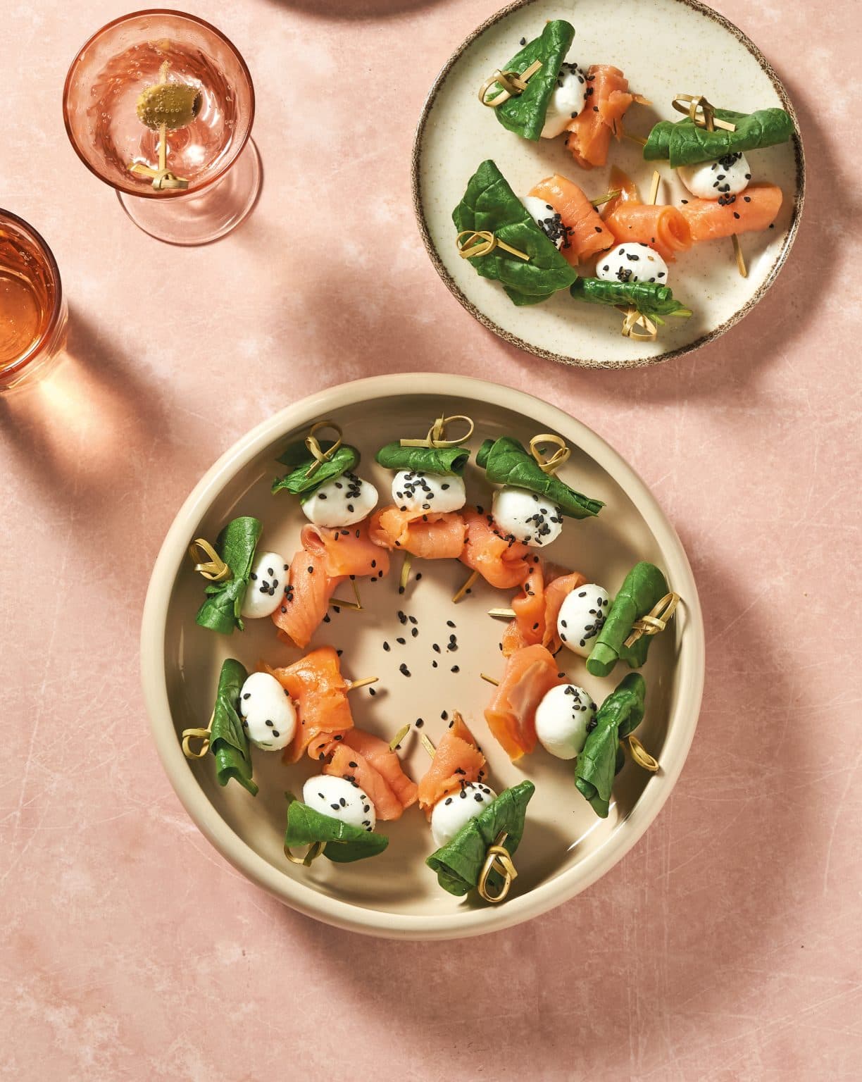 Sucettes de saumon fumé et mozzarella
